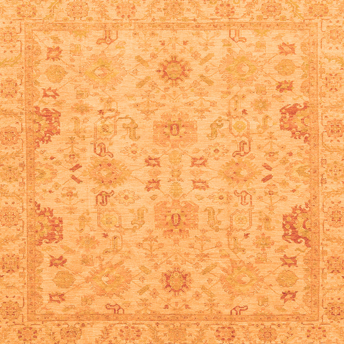 Square Machine Washable Oriental Orange Traditional Area Rugs, wshabs3971org