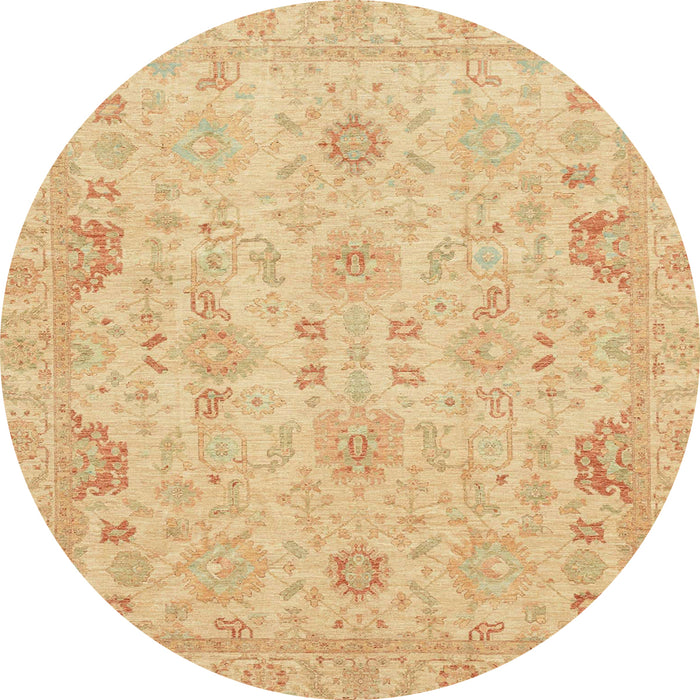 Round Abstract Orange Oriental Rug, abs3971
