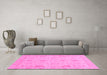 Machine Washable Oriental Pink Traditional Rug in a Living Room, wshabs3971pnk