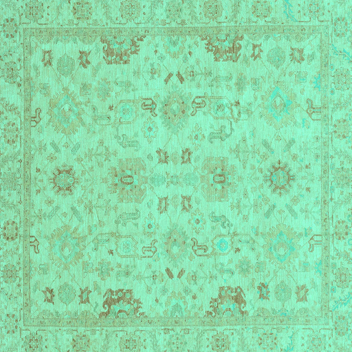 Square Machine Washable Oriental Turquoise Traditional Area Rugs, wshabs3971turq