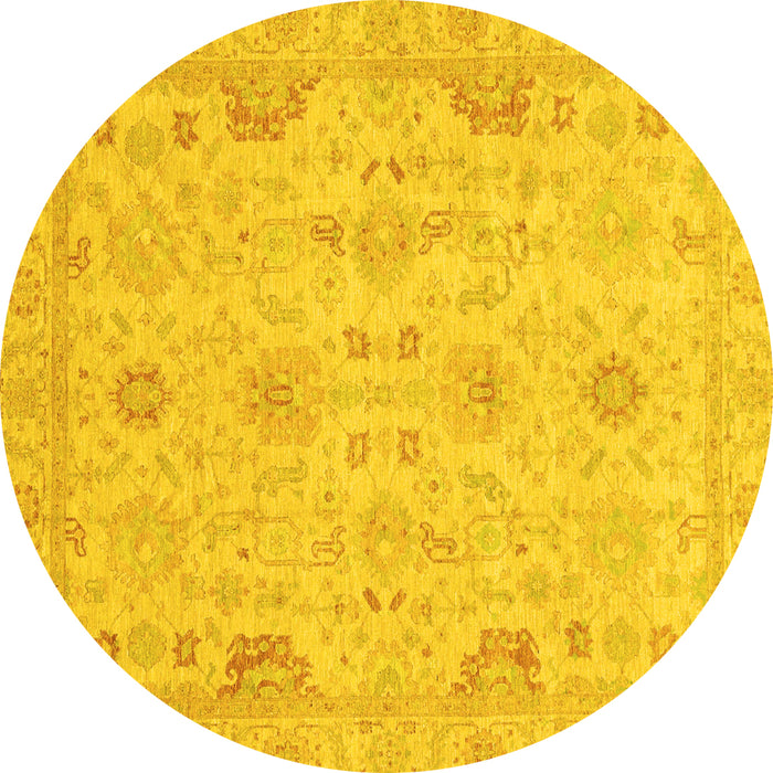 Round Oriental Yellow Traditional Rug, abs3971yw