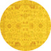 Round Oriental Yellow Traditional Rug, abs3971yw