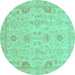 Round Oriental Turquoise Traditional Rug, abs3971turq