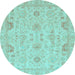 Round Oriental Light Blue Traditional Rug, abs3971lblu