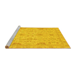 Sideview of Machine Washable Oriental Yellow Traditional Rug, wshabs3971yw
