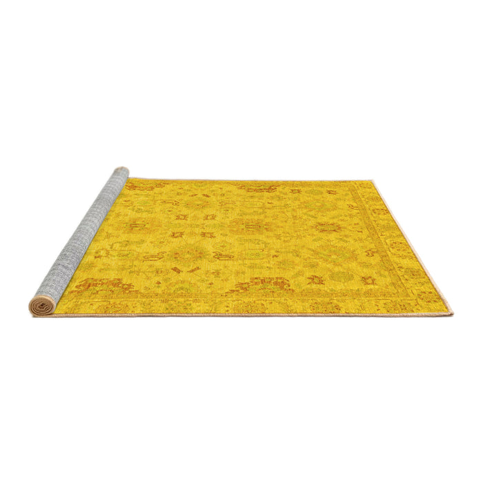 Sideview of Machine Washable Oriental Yellow Traditional Rug, wshabs3971yw