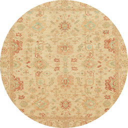 Round Machine Washable Abstract Orange Rug, wshabs3971