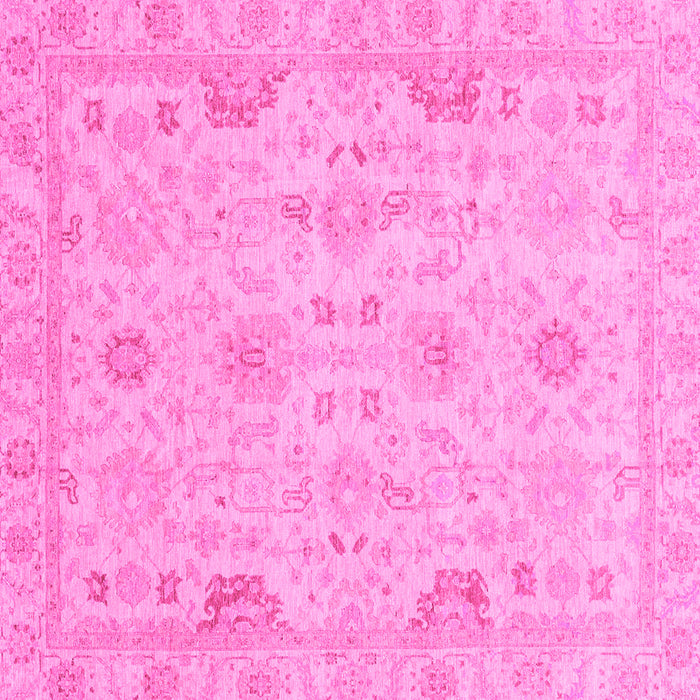 Square Machine Washable Oriental Pink Traditional Rug, wshabs3971pnk