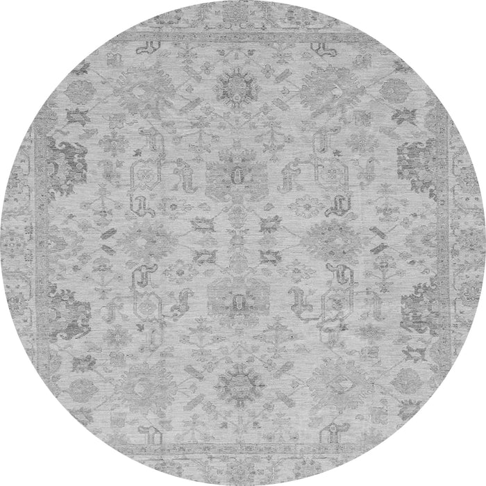 Round Machine Washable Oriental Gray Traditional Rug, wshabs3971gry