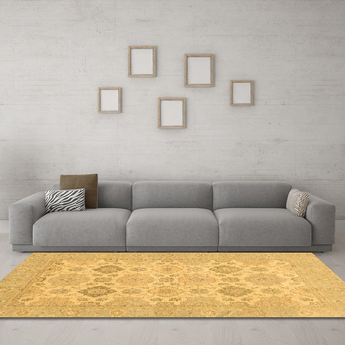 Machine Washable Abstract Brown Modern Rug in a Living Room,, wshabs3972brn