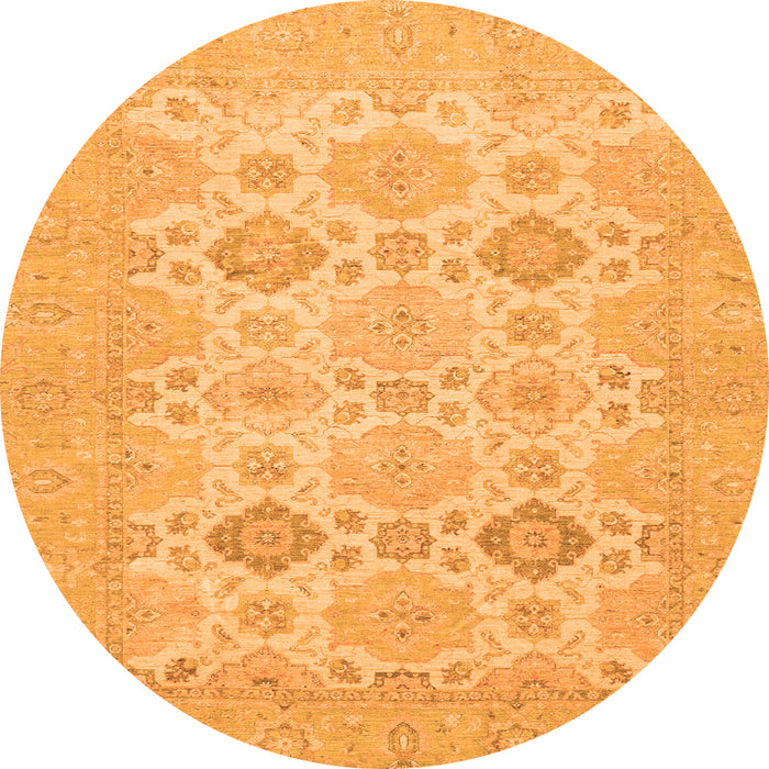 Round Machine Washable Abstract Orange Modern Area Rugs, wshabs3972org