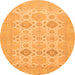 Round Machine Washable Abstract Orange Modern Area Rugs, wshabs3972org