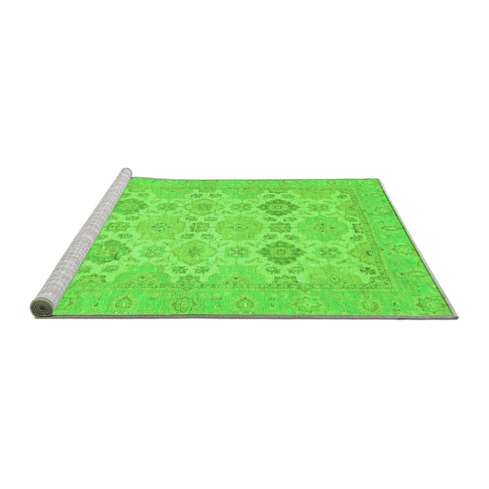 Sideview of Machine Washable Abstract Green Modern Area Rugs, wshabs3972grn