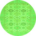 Round Abstract Green Modern Rug, abs3972grn