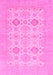 Machine Washable Abstract Pink Modern Rug, wshabs3972pnk