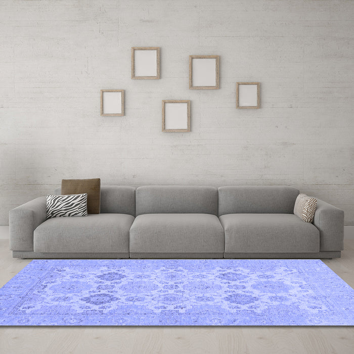 Machine Washable Abstract Blue Modern Rug in a Living Room, wshabs3972blu