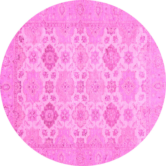 Round Machine Washable Abstract Pink Modern Rug, wshabs3972pnk