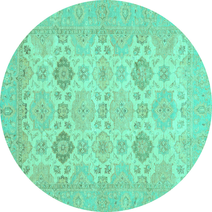 Round Machine Washable Abstract Turquoise Modern Area Rugs, wshabs3972turq