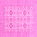 Square Machine Washable Abstract Pink Modern Rug, wshabs3972pnk