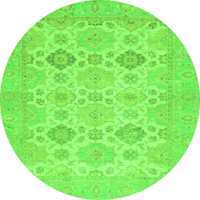 Round Machine Washable Abstract Green Modern Area Rugs, wshabs3972grn