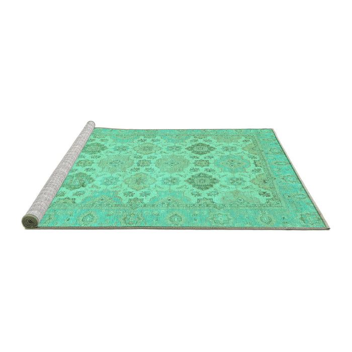 Sideview of Machine Washable Abstract Turquoise Modern Area Rugs, wshabs3972turq