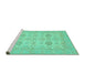 Sideview of Machine Washable Abstract Turquoise Modern Area Rugs, wshabs3972turq