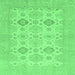 Square Machine Washable Abstract Emerald Green Modern Area Rugs, wshabs3972emgrn