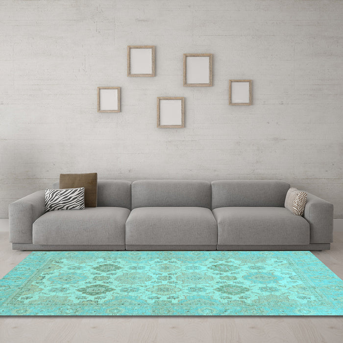Machine Washable Abstract Light Blue Modern Rug in a Living Room, wshabs3972lblu