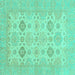 Square Machine Washable Abstract Turquoise Modern Area Rugs, wshabs3972turq