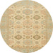 Round Machine Washable Abstract Metallic Gold Rug, wshabs3972