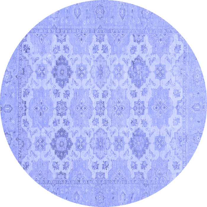 Round Abstract Blue Modern Rug, abs3972blu