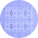 Round Abstract Blue Modern Rug, abs3972blu