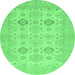 Round Abstract Emerald Green Modern Rug, abs3972emgrn