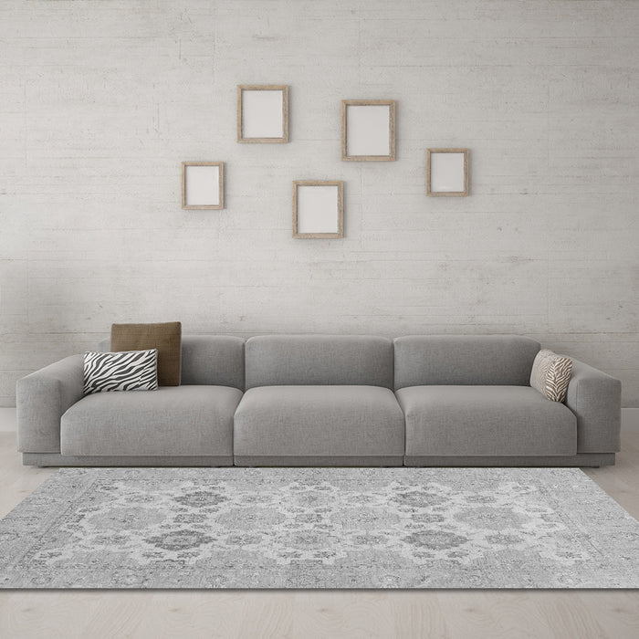 Machine Washable Abstract Gray Modern Rug in a Living Room,, wshabs3972gry