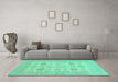 Machine Washable Abstract Turquoise Modern Area Rugs in a Living Room,, wshabs3972turq