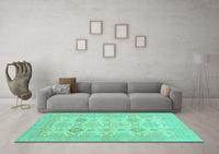 Machine Washable Abstract Turquoise Modern Rug, wshabs3972turq