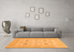 Machine Washable Abstract Orange Modern Area Rugs in a Living Room, wshabs3972org