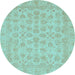 Round Machine Washable Abstract Light Blue Modern Rug, wshabs3973lblu