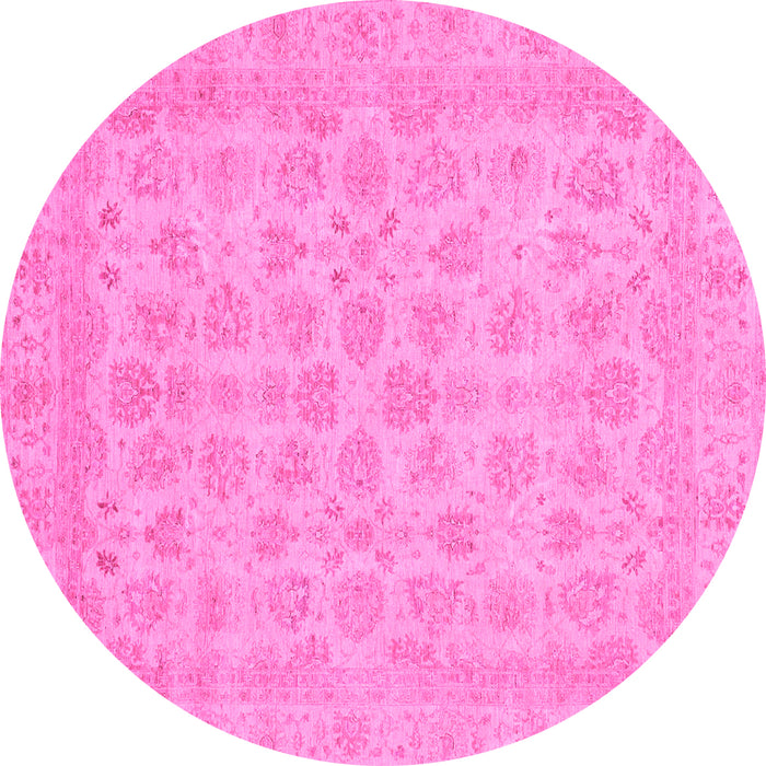 Round Abstract Pink Modern Rug, abs3973pnk