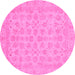 Round Abstract Pink Modern Rug, abs3973pnk