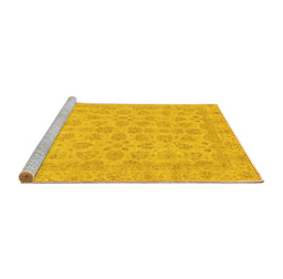Sideview of Machine Washable Abstract Yellow Modern Rug, wshabs3973yw