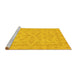 Sideview of Machine Washable Abstract Yellow Modern Rug, wshabs3973yw