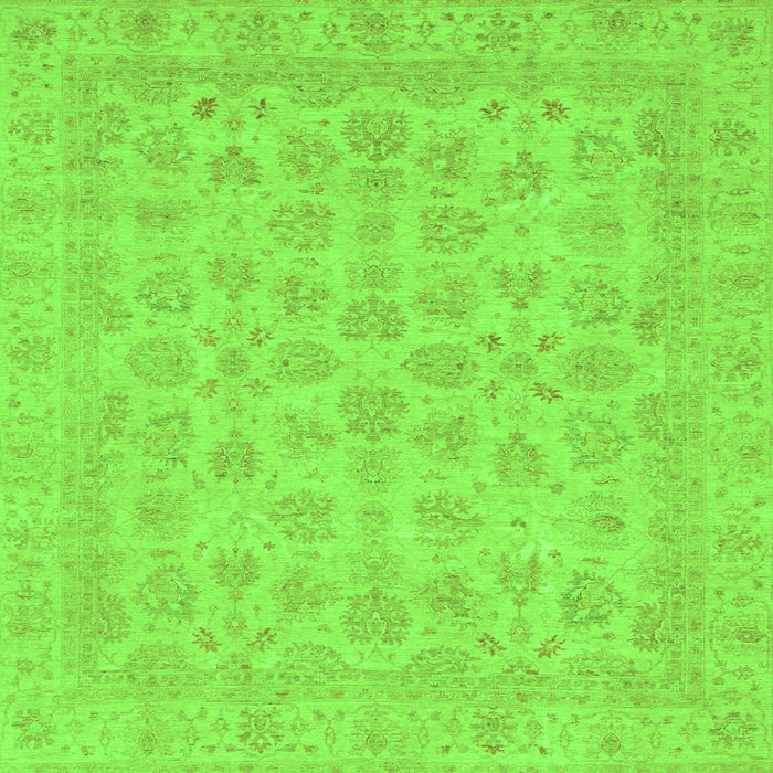 Square Machine Washable Abstract Green Modern Area Rugs, wshabs3973grn