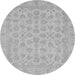 Round Machine Washable Abstract Gray Modern Rug, wshabs3973gry