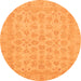 Round Machine Washable Abstract Orange Modern Area Rugs, wshabs3973org