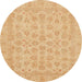 Round Abstract Orange Modern Rug, abs3973