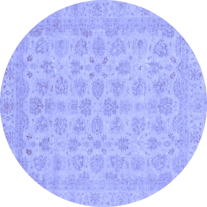 Round Abstract Blue Modern Rug, abs3973blu