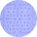 Round Abstract Blue Modern Rug, abs3973blu