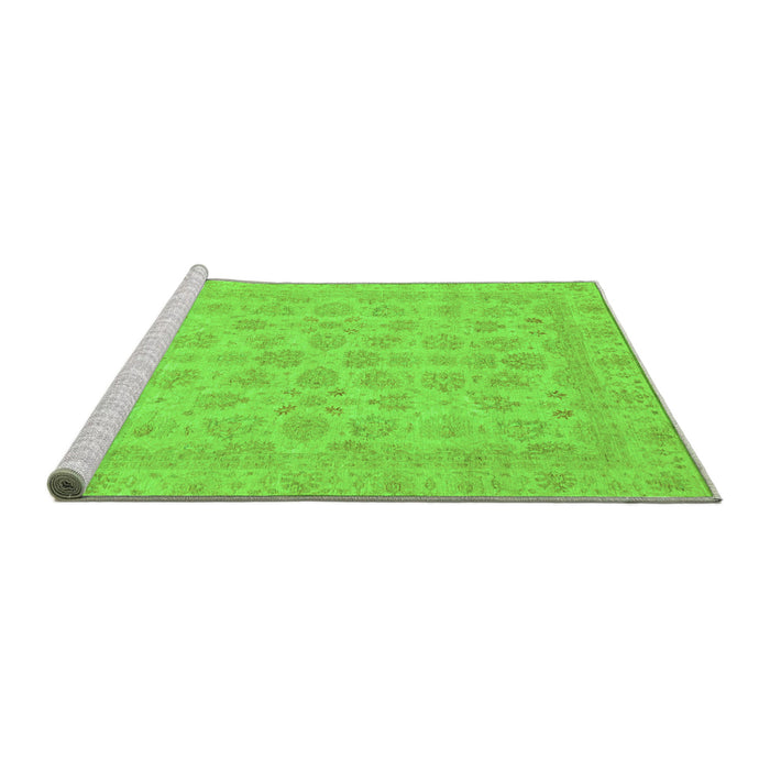 Sideview of Machine Washable Abstract Green Modern Area Rugs, wshabs3973grn