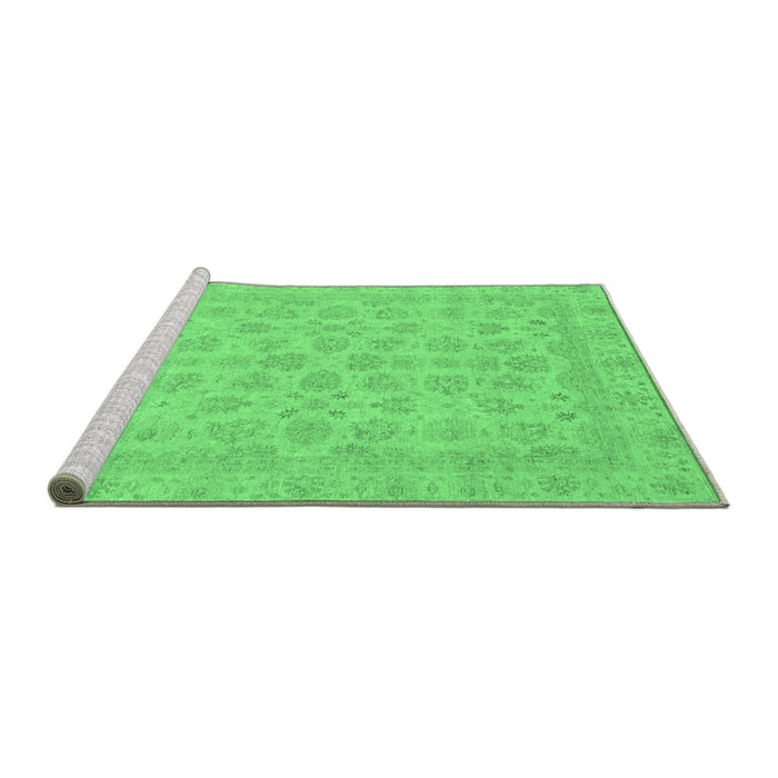 Sideview of Machine Washable Abstract Emerald Green Modern Area Rugs, wshabs3973emgrn